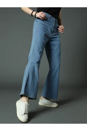 High Star Women Clean Look High-Rise Light Fade Flared Stretchable Jeans