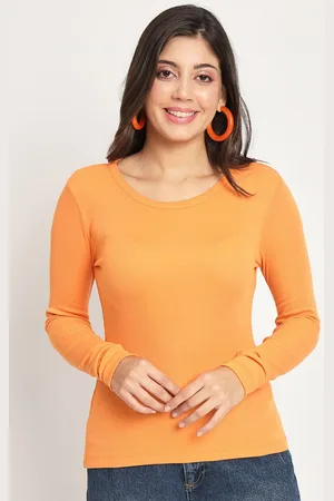 CHARMGAL Ribbed Round Neck Fitted Top