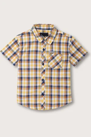 Blue Giraffe Boys Checked Cotton Casual Shirt