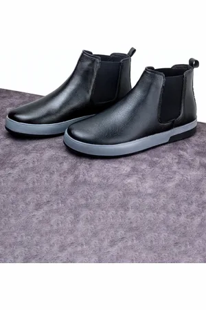 SHOZANIA Men Mid Top Leather Chelsea Boots