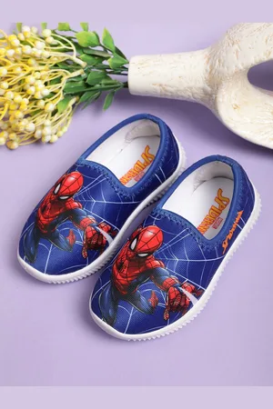 Kidsville Boys Spiderman Printed Textile Contrast Sole Slip-On Sneakers