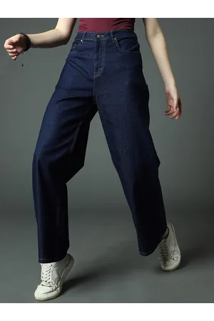High Star Women Clean look Wide Leg High-Rise Stretchable Jeans