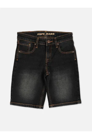 Pepe Jeans Boys Mid-Rise Slim Fit Washed Stretchable Denim Shorts