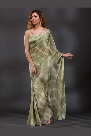 Koskii Tie And Dye Stones Poly Georgette Saree