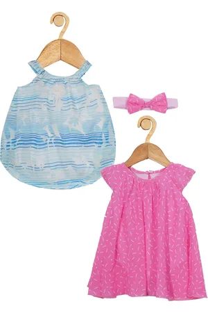 Creative Girls Pack Of 2 Floral Printed Round Neck A-Line Midi Dress