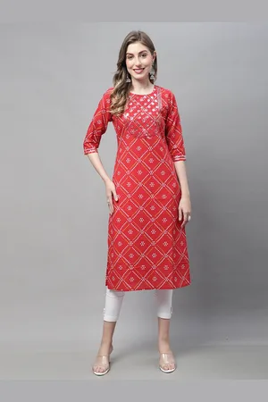 Rajnandini Bandhani Printed Sequinned Pure Cotton Kurta