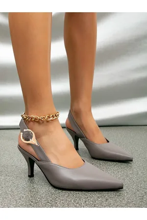Shoetopia Pointed Toe Slim Pumps With Backstrap