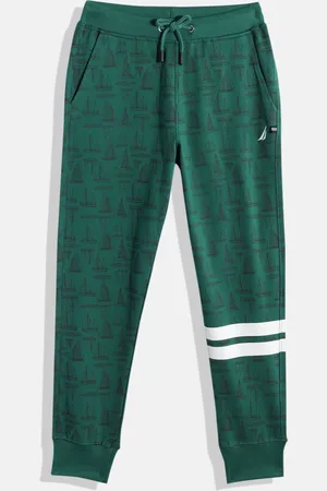 Nautica Boys Conversational Print Mid-Rise Knitted Pure Cotton Joggers With Striped Detail