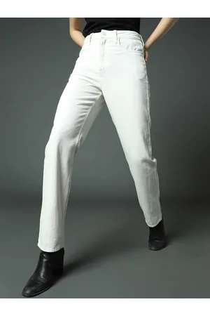 High Star Women Clean Look Straight Fit High-Rise Pure Cotton Jeans
