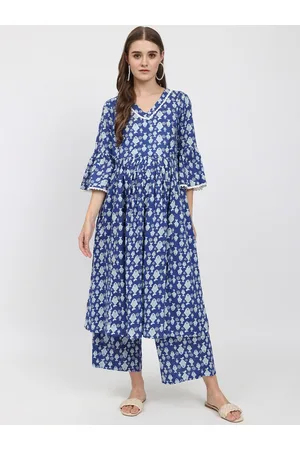 Aujjessa Ethnic Motifs Printed Maternity A-Line Pure Cotton Kurta with Trousers