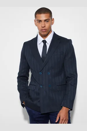 Boohoo Striped Double-Breasted Formal Blazer