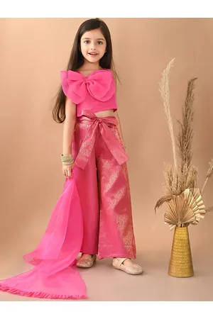 LilPicks Girls Shoulder Straps Top with Palazzos & Dupatta