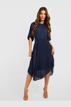 Boohoo Self Design Puff Sleeve A-Line Midi Dress