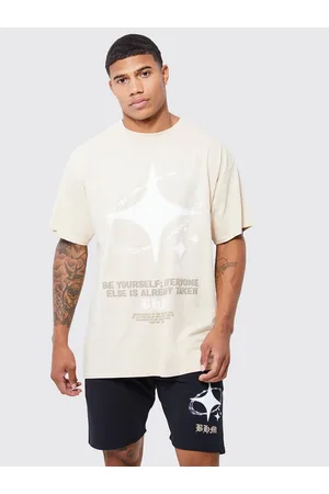 Boohoo Star Puff & Typography Printed Pure Cotton Oversized T-shirt With Shorts