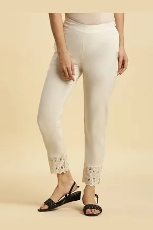 W Omen Straight Fit Mid-Rise Plain Cropped Cigarette Trousers