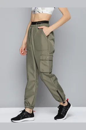 Reebok Women Olive Green Solid Cardi B Running Track Pants