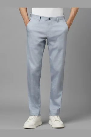 Louis Philippe Men Checked Slim Fit Cotton Trousers