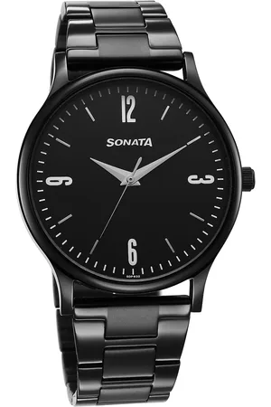 Sonata Men Brass Dial & Stainless Steel Bracelet Style Straps Analogue Watch 77105NM04W