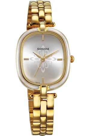 Sonata Women Textured & Bracelet Style Straps Analogue Watch 8168YM03