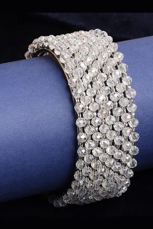 OOMPH Set Of 8 Crystal Bead Bangles