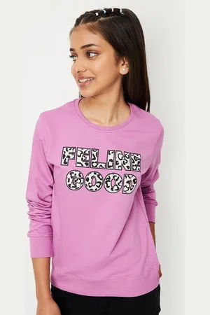Max Collection Girls Typography Printed Pure Cotton Sweatshirt