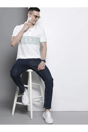 Nautica Brand Logo Printed Polo Collar Pure Cotton T-shirt