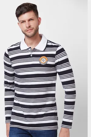 Giordano Striped Polo Collar Pure Cotton Slim Fit T-shirt