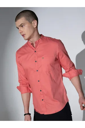 Hubberholme Men Peach-Coloured Regular Fit Solid Casual Shirt