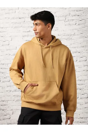 NOBERO Men Oversized Solid Hooded Sweatshirt