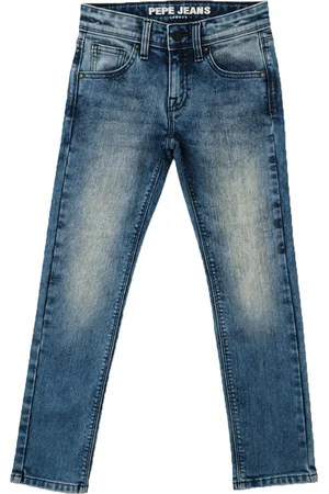 Pepe Jeans Boys Slim Fit Mid-Rise Heavy Fade Light Shade Clean Look Stretchable Jeans
