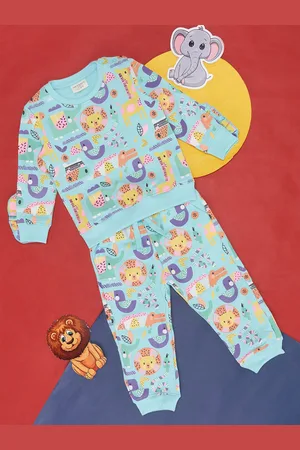 Pantaloons Girls Graphic Printed Pure Cotton T-Shirt & Trousers