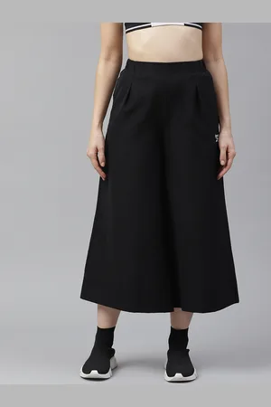 Reebok Women Black Self-Design CL TS Wide Cropped Track Pants