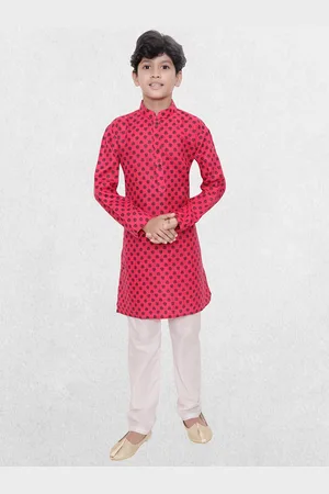 SHIWAM ETHNIX Boys Ethnic Motifs Printed Mandarin Collar Straight Kurta