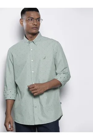 Nautica Men Classic Fit Striped Pure Cotton Casual Shirt