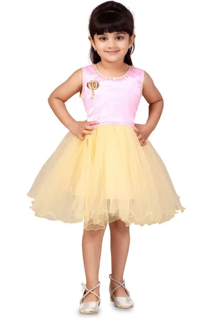 Aarika Girls Round Neck Gathered Fit & Flare Dress
