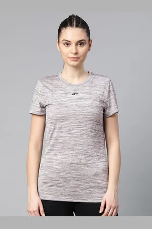 Reebok Women Grey & Taupe CT Self-Design Training T-shirt