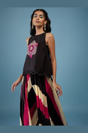 KALKI Fashion Floral Embroidered Top with Palazzos
