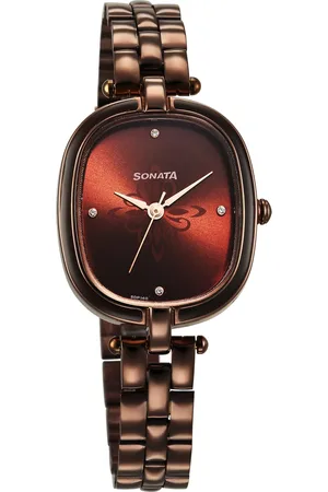 Sonata Women Embellished Dial & Bracelet Style Straps Analogue Watch 8168QM01