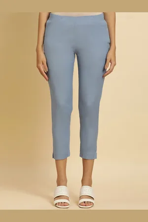 W Omen Slim Fit Mid-Rise Cotton Cigarette Trousers