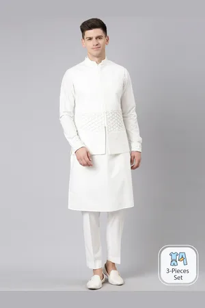 TheEthnic.Co Pure Cotton Kurta & Trousers With Nehru jacket