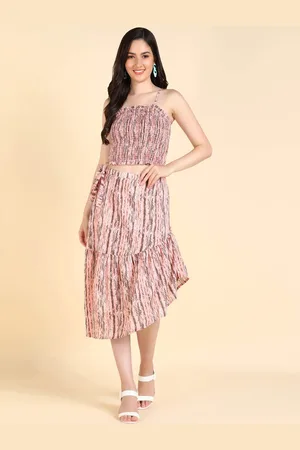 Mast & Harbour Geometric Printed Shoulder Straps Top With Skirt