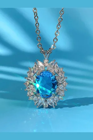 Designs & You Silver Plated AD Studded Pendant With Chain