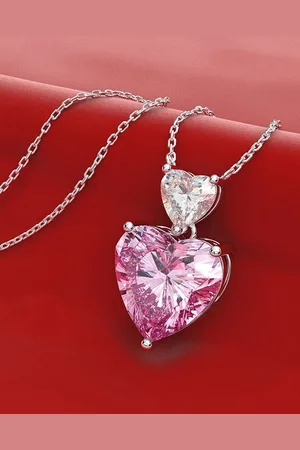 Designs & You Silver-Plated American Diamond Studded Heart Shape Pendant