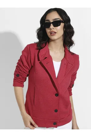 Campus Women Red Windcheater Crop Outdoor Tailored Jacket
