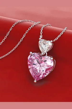 Designs & You Silver Plated AD Studded Heart Shaped Pendant