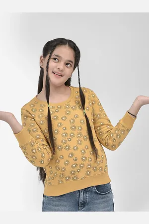 Crimsoune Club Girls Floral Printed Cotton Pullover