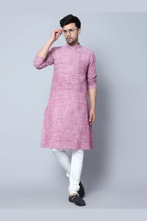 Latest Chikan Garments Striped Mandarin Collar Straight Kurta