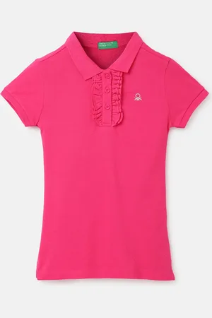 Benetton Girls Polo Collar Pure Cotton T-shirt