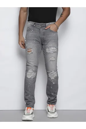 Boohoo Pure Cotton Slim Fit Highly Distressed Heavy Fade Printed Jeans