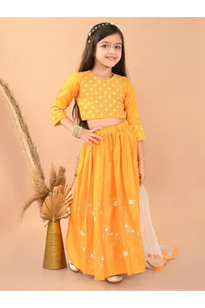 LilPicks Girls Embroidered Thread Work Ready to Wear Lehenga & Blouse With Dupatta